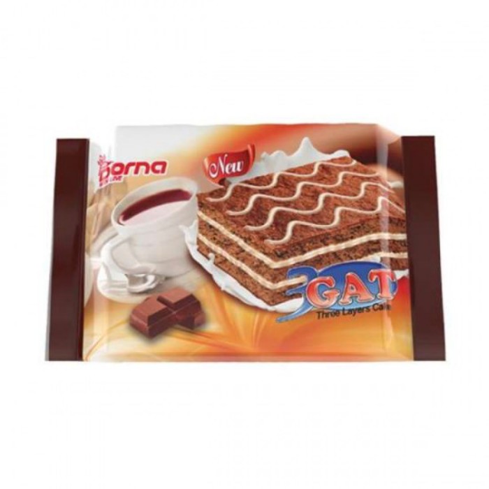 کیک اسفنجی "سه لایه با مغزی کرم کاکائو " درنا - ( 80 گرمی )