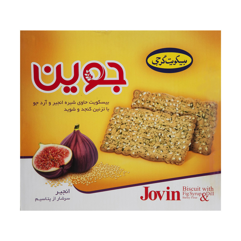 بیسکویت " حاوی شیره انجیر و آرد جو با تزئین کنجد و شوید جوین " گرجی - ( جعبه 920 گرمی )