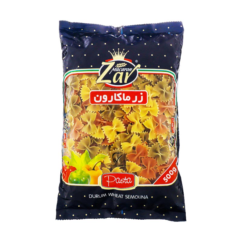 ماکارونی پروانه ای سبزیجات زر ماکارون 500 گرمی