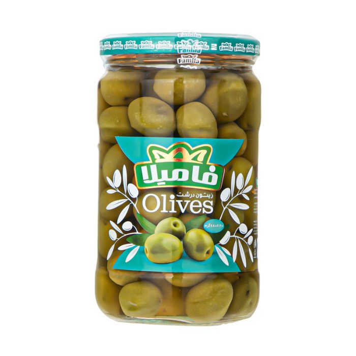 زیتون سبز " شور، درشت "  فامیلا - ( 680 گرم )