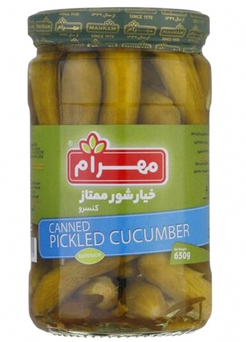 کنسرو خیارشور ممتاز ( سرکه 11% ) ( 650 ) گرم مهرام