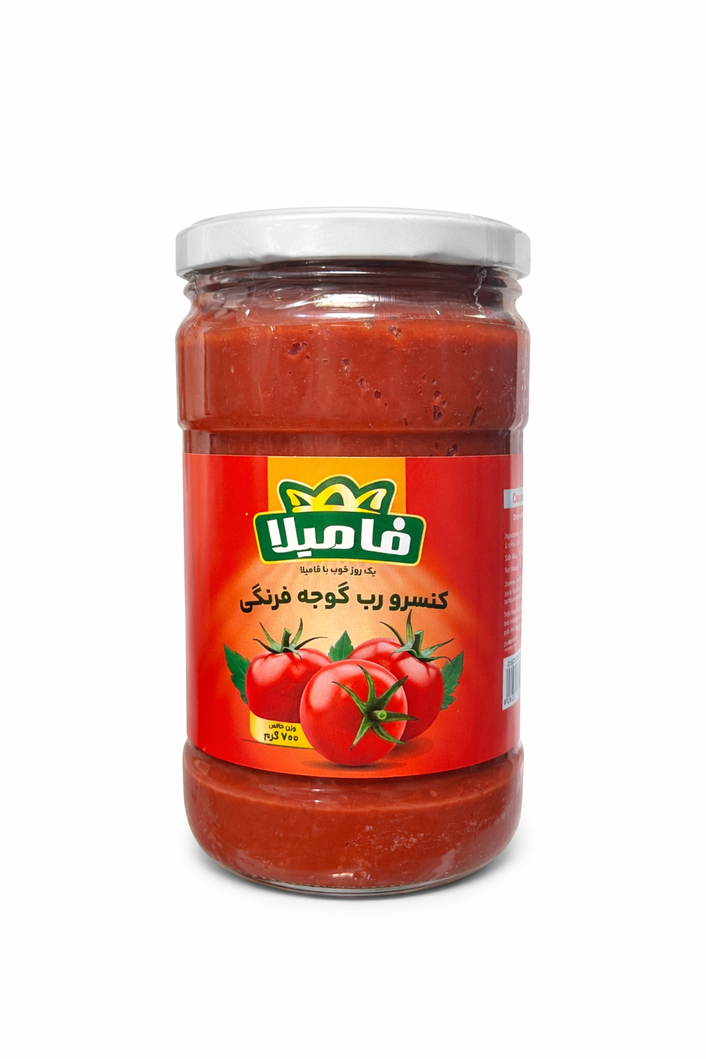 کنسرو رب گوجه فرنگی شیشه ای از برند فامیلا وزن محصول ( 700 گرم )