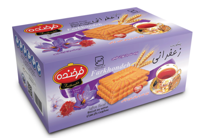 بیسکویت زعفرانی فرخنده - ( جعبه 850 گرمی )