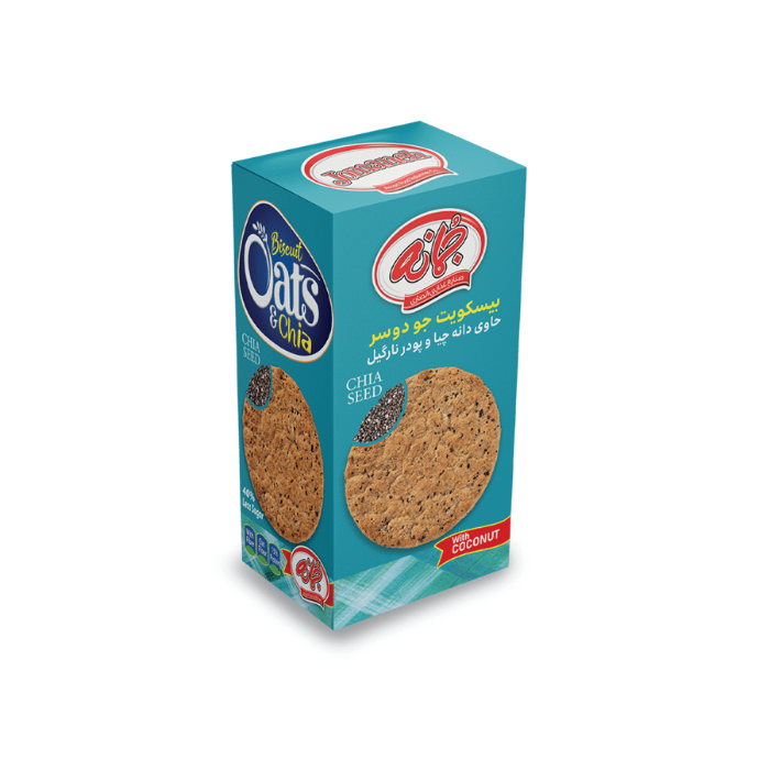 بیسکویت " جو دوسر " جمانه - حاوی دانه چیا و پودر نارگیل ( بسته 185 گرمی )