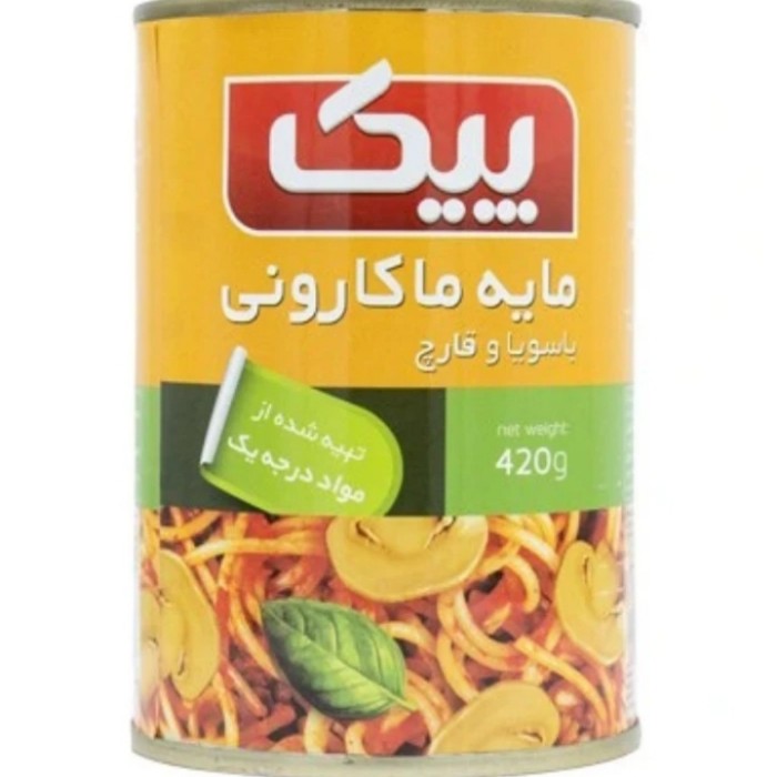 کنسرو " مایه ماکارونی " پیک - حاوی سویا و قارچ ( 420 گرم )