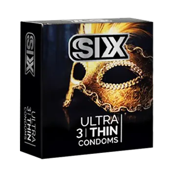 کاندوم " Ultra Thin " سیکس - ( بسیار نازک و شفاف ) دارای رایحه مطبوع به همراه روان کننده ( بسته 3 عددی )