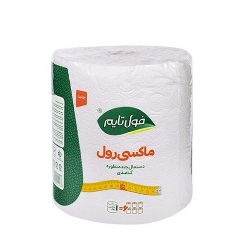 دستمال " حوله ای " فول تایم - ( ماکسی رول ) حوله کاغذی توالت، حاوی 1 رول 70 متری معادل 6 بسته حوله کاغذی ( 2 لایه )