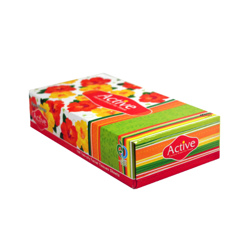 دستمال کاغذی " جعبه ای " اکتیو - ( 100 برگ دولا )