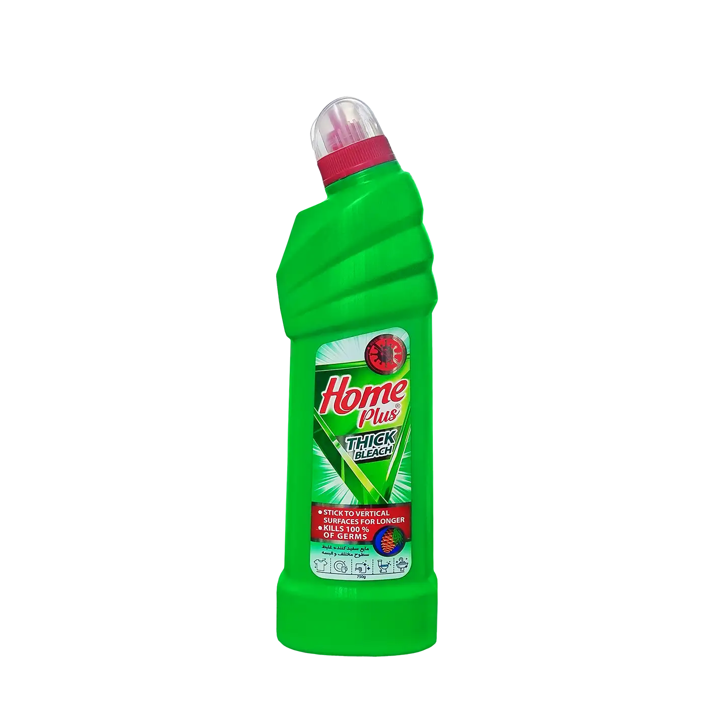 مایع " سفید کننده و ضد عفونی کننده " هوم پلاس - ( غلیظ، رایحه کاج ) پاک کننده، گندزدا و سفیدکننده، مناسب البسه، ظروف و سرویس بهداشتی ( 750 گرمی )