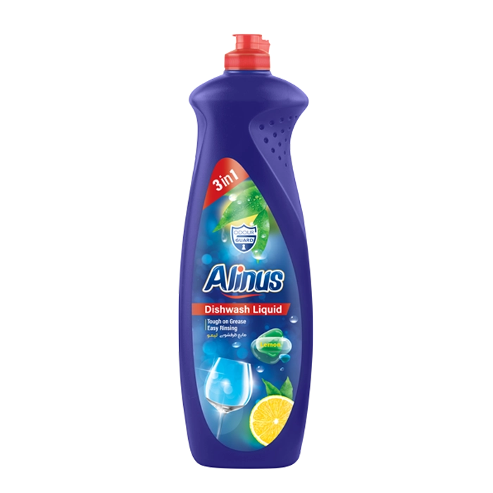 مایع ظرفشویی " 3 در 1 " آلینوس - ( با رایحه لیمو ) از بین برنده بوی نامطبوع ظروف و سینک، چربی زدایی سریع ( 1 لیتری )