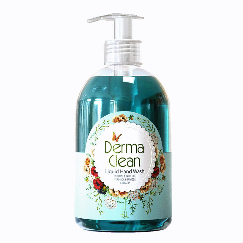 مایع دستشویی " پمپی " درماکلین - ( سبز آبی ) حاوی روغن اینکا اینچی، عصاره ورونیکا و گل ابریشم  ( 500 میلی لیتر )