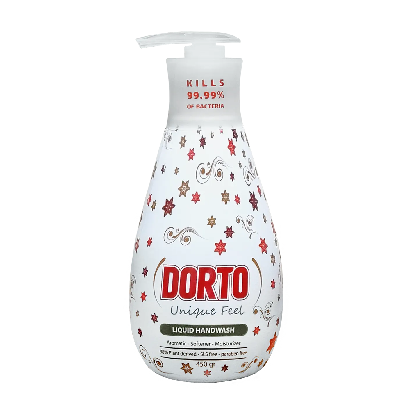 مایع دستشویی " پمپی " دورتو - ( مایع کرمی، سری Unique Feel ) نرم کننده و مرطوب کننده پوست، از بین برنده قوی باکتری ( 450 گرمی )