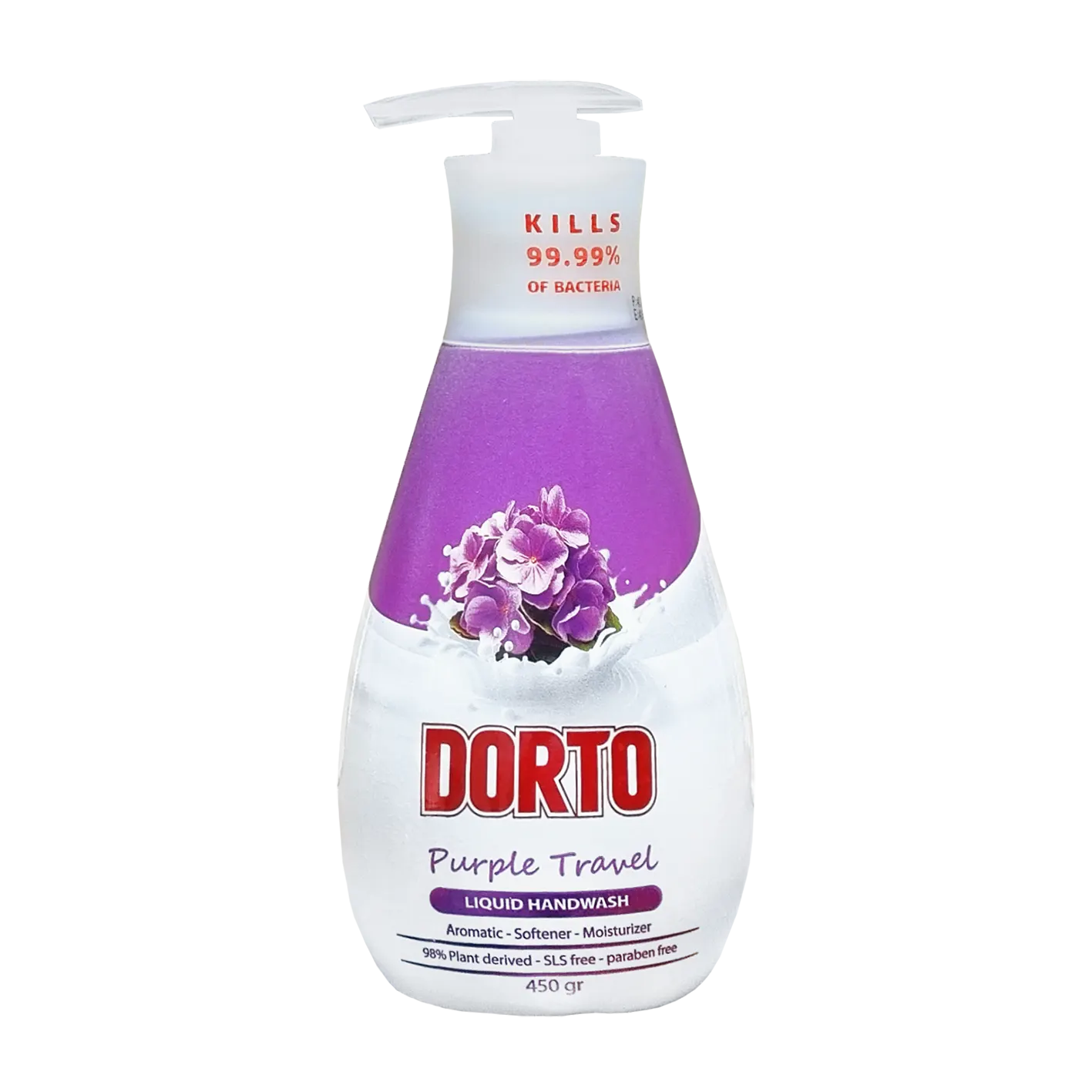 مایع دستشویی " پمپی " دورتو - ( مایع کرمی، سری Purple Travel ) نرم کننده و مرطوب کننده پوست، از بین برنده قوی باکتری ( 450 گرمی )