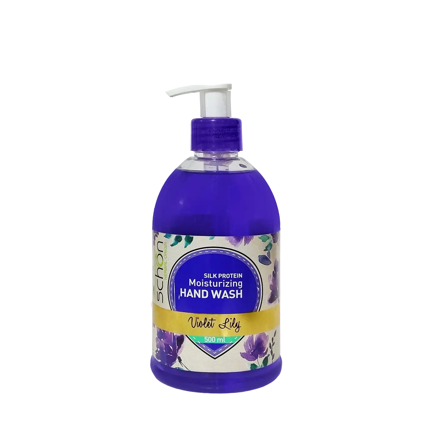 مایع دستشویی " پمپی " شون - ( مایع شفاف بنفش، مرطوب کننده ) حاوی پروتئین ابریشم، عصاره زیتون، رزماری و اسطخودوس ( 500 میلی لیتر )
