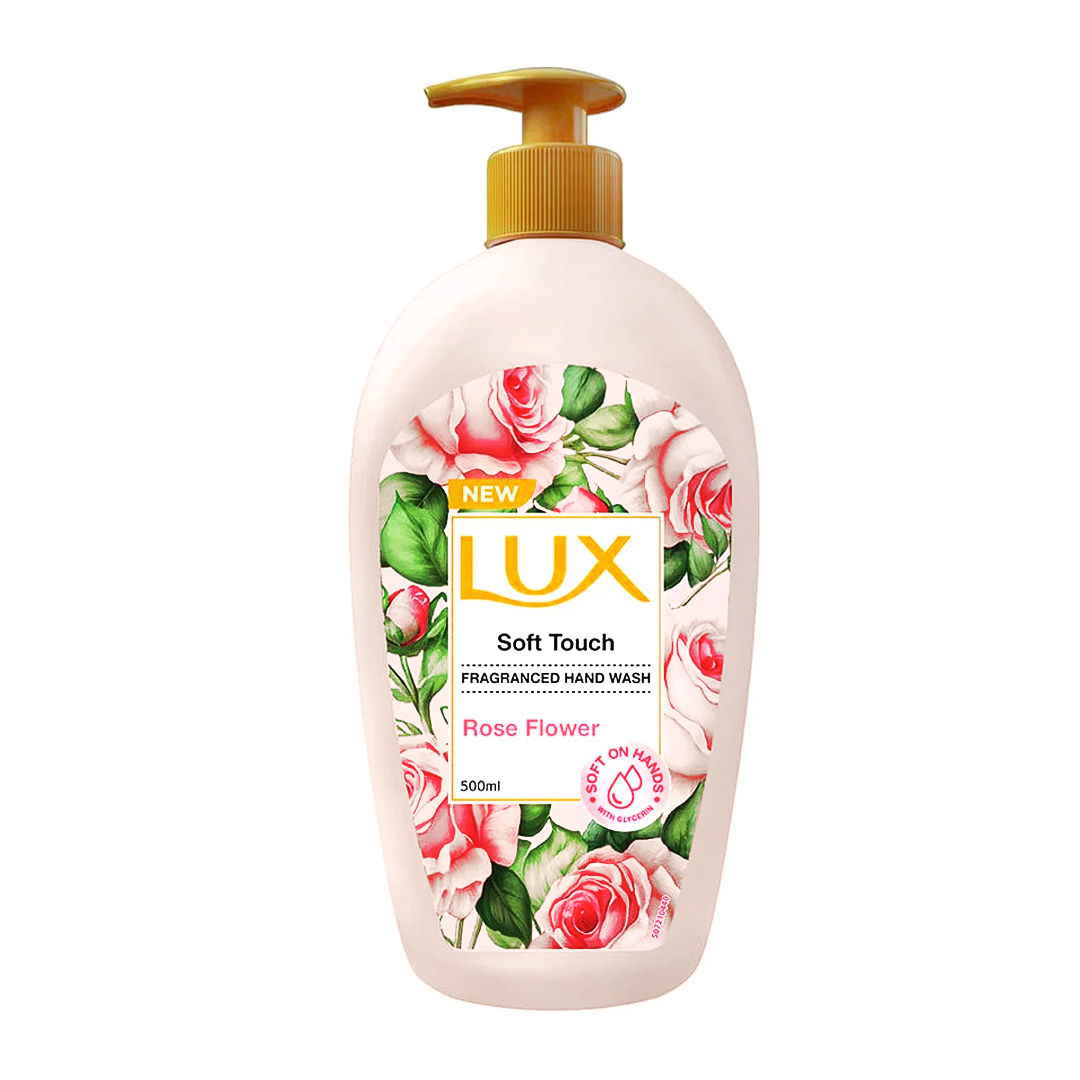 مایع دستشویی پمپی " Soft Touch " لوکس - ( کرم صورتی ) حاوی گلیسیرین و مرطوب کننده گیاهی، با رایحه گل رز ( 500 میلی لیتر )