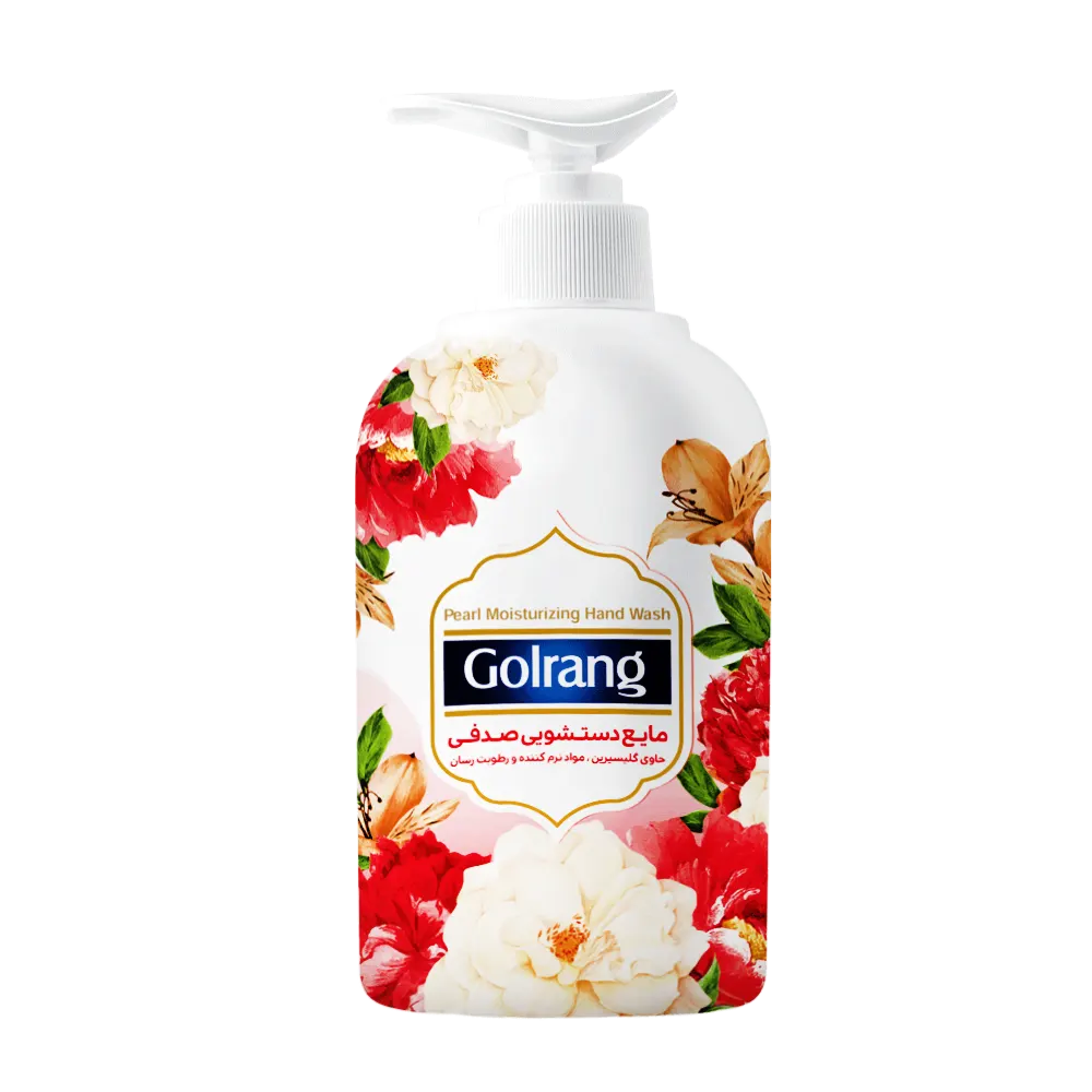 مایع دستشویی پمپی " صدفی " گلرنگ - ( گل دار قرمز ) نرم کننده پوست، حاوی ویتامین ( 500 گرمی )