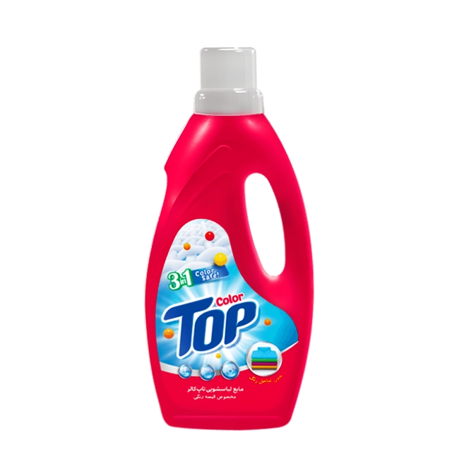 مایع لباسشویی " رنگین شوی  3 در 1 " تاپ - ( قرمز، بدون تداخل رنگ ) مخصوص البسه رنگی، براق کننده و پاک کننده قوی حتی در آب سرد، مراقبت کننده از بافت پارچه ( 1 لیتری )