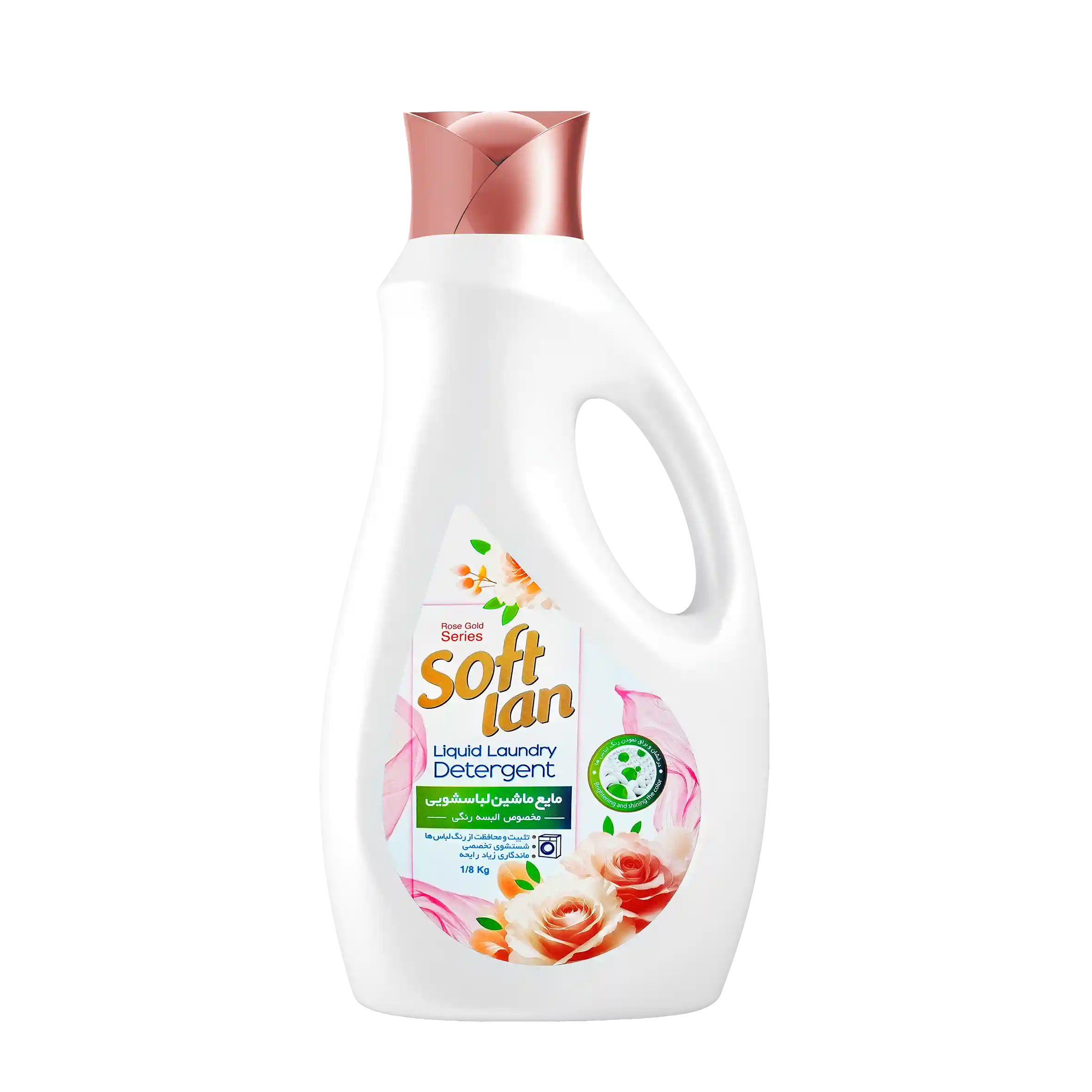 مایع لباسشویی " رنگین شوی " سافتلن - ( سری رز گلد، مناسب البسه رنگی ) تثبیت و محافظت از رنگ لباس ها با رایحه قوی ( 1.8 لیتری )