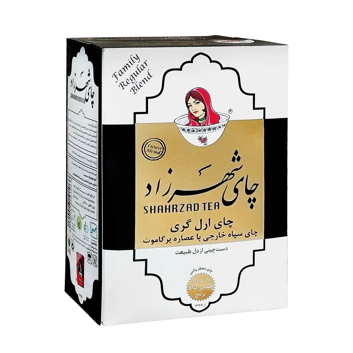 چای سیاه خارجی " معطر، ارل گری " شهرزاد - ( چای ممتاز شکسته پاکتی مشکی ) چای  100 درصد مرغوب، حاوی عصاره و رایحه برگاموت ( 400 گرمی )