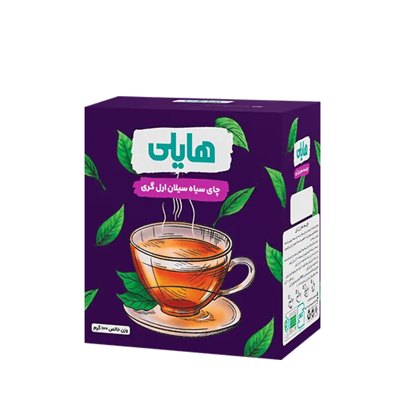 چای سیاه خارجی " معطر ارل گری " هایلی - ( چای شکسته پاکتی بنفش ) چای سیلان سریلانکا، خوش رنگ و مطبوع با طعم برگاموت ( 100 گرمی )
