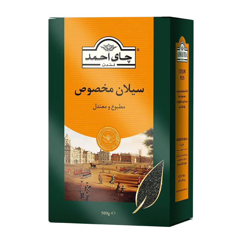چای سیاه خارجی " غیر معطر " احمد - ( چای شکسته مخصوص پاکتی زرد ) چای سیلان، خوش رنگ با طعم گس و مطبوع ( 500 گرمی )