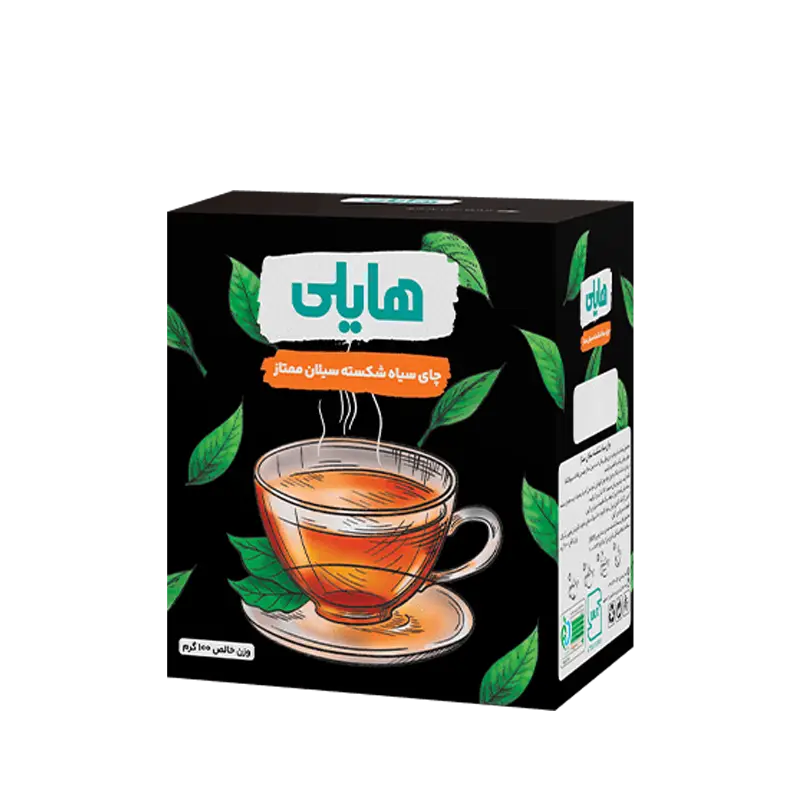 چای سیاه خارجی " غیر معطر " هایلی - ( چای شکسته ممتاز پاکتی مشکی ) چای سیلان سریلانکا، خوش رنگ و مطبوع ( 100 گرمی )