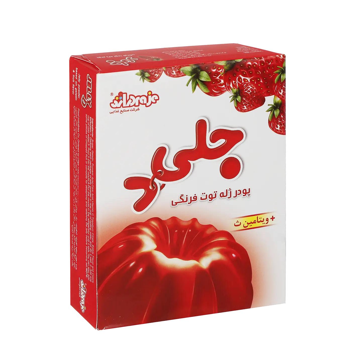 پودر ژله " توت فرنگی " جلی د - ( بر پایه ژلاتین ) حاوی ویتامین ث ( 100 گرمی )