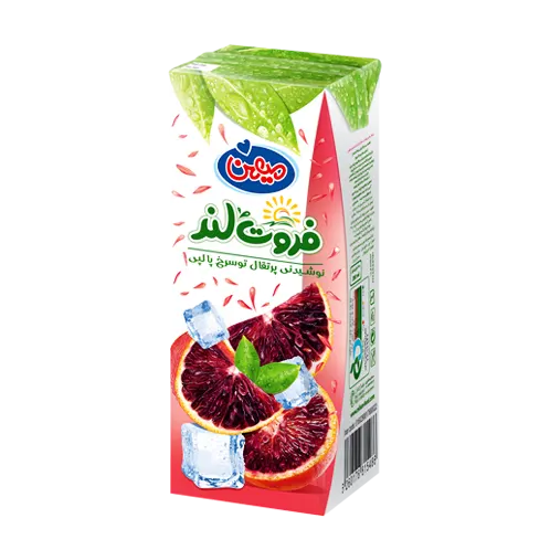 آبمیوه " نکتار پرتقال تو سرخ پالپ دار " فروت لند - ( پاکتی ) حاوی کنسانتره طبیعی آب پرتقال تو سرخ ( 200 سی سی )