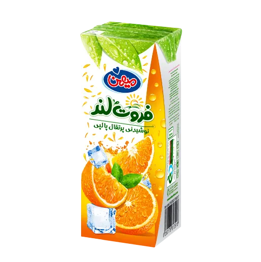 آبمیوه " پرتقال پالپ دار " فروت لند - ( پاکتی ) حاوی کنسانتره طبیعی آب پرتقال ( 200 سی سی )