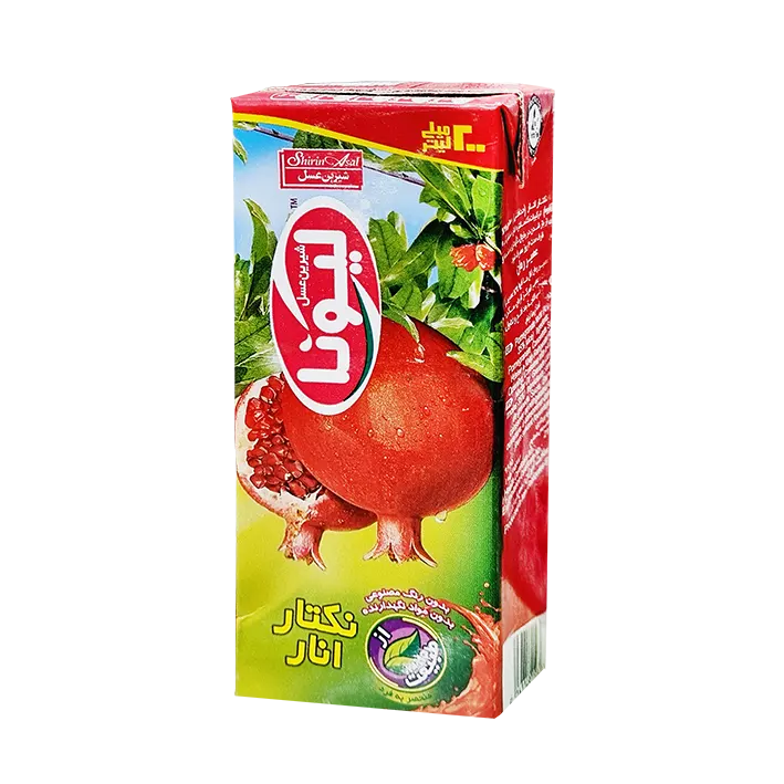 آبمیوه " نکتار انار " شیرین عسل - ( پاکتی ) حاوی کنسانتره انار ( 200 میلی لیتر )