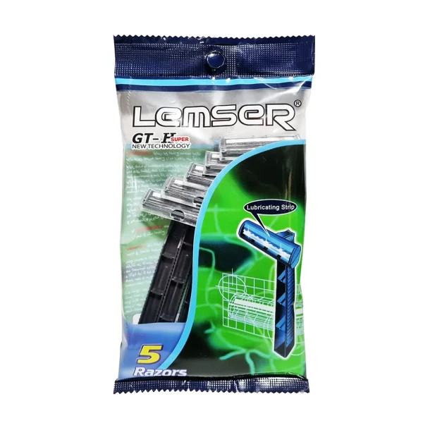 ژیلت " 2 لبه GT-H " لمسر ( ساخت ایران ) - 5 عدد ژیلت با تیغه ضد زنگ سوئدی ( حاوی نوار صابونی )