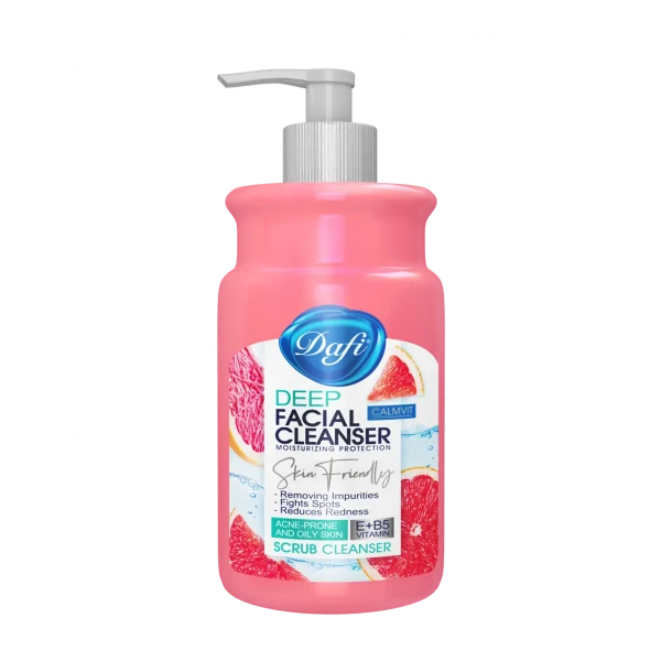ژل شستشوی پمپی صورت " Deep CalmVit " دافی - ( مناسب پوست های چرب و دارای جوش ) لایه بردار و رطوبت رسان، حاوی عصاره گریپ فروت، ویتامین  E و B5 ، پاک کننده پوست از آلودگی، چربی و مواد آرایشی ( 343 میلی لیتر )