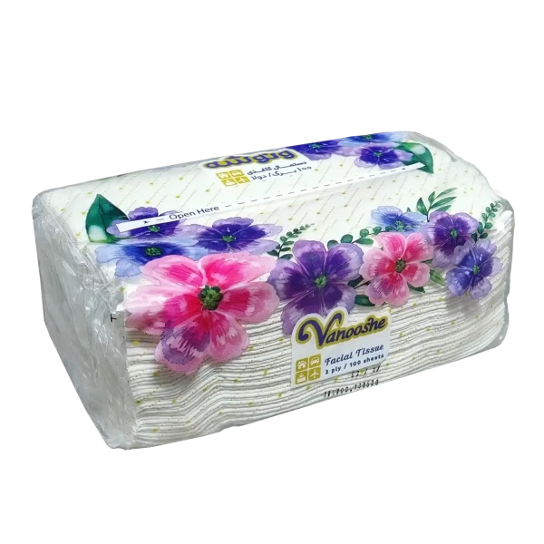 دستمال کاغذی " اقتصادی " ونوشه - بسته نایلونی، سایز کوچک  20 * 17 سانتی متر ( 100 برگ دولا )