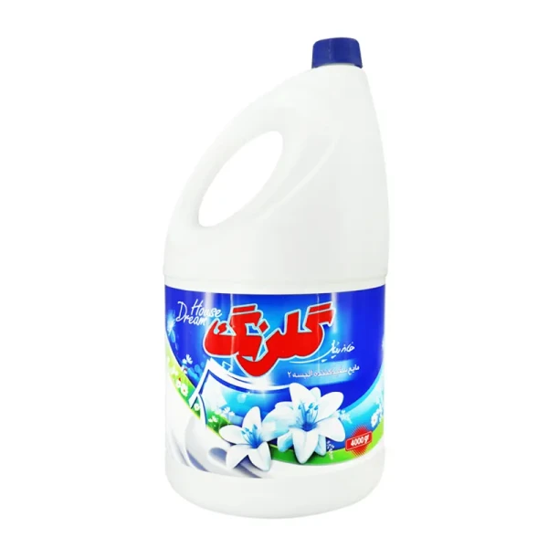 مایع سفید کننده و ضدعفونی کننده گالونی " معطر " گلرنگ - " سفید، با رایحه گل های خوشبو " مناسب انواع البسه، سطوح و ظروف ( 4 لیتری )