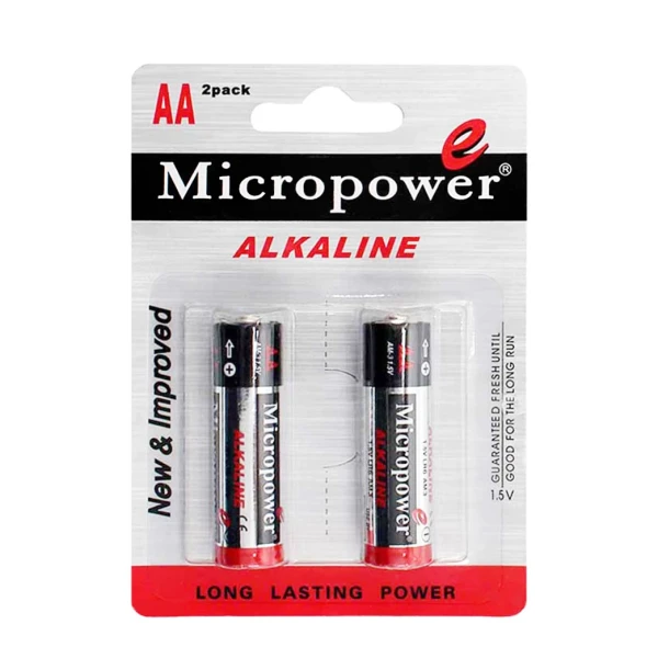باتری قلمی " آلکالاین " 1.5 ولت Micro power - " سایز AM-3 - AA " ( بسته 2 عددی )