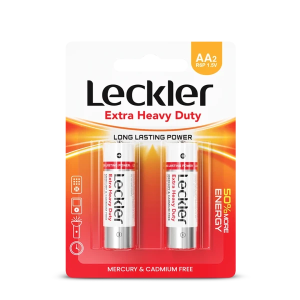 باتری قلمی " معمولی " 1.5 ولت Leckler - " سایز R6P - AA2 " ( بسته 2 عددی )