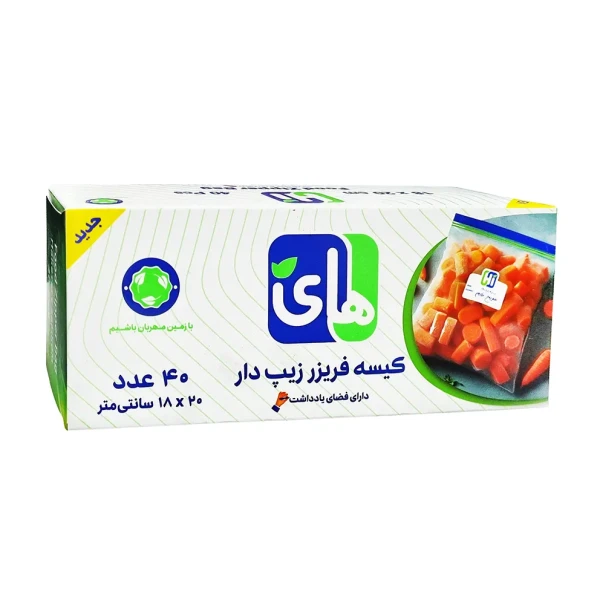 کیسه فریزر " زیپ دار "  های  -  ( دارای فضای یادداشت )  سایز   20 * 18  سانت  (  40 عددی  )