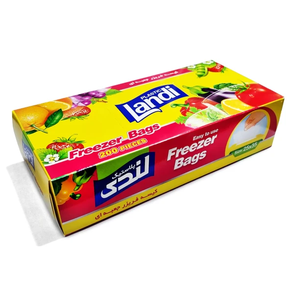 کیسه فریزر " جعبه ای "  لندی  -  ( ضخیم )  سایز   35 * 25  سانت  (  200 عددی  )