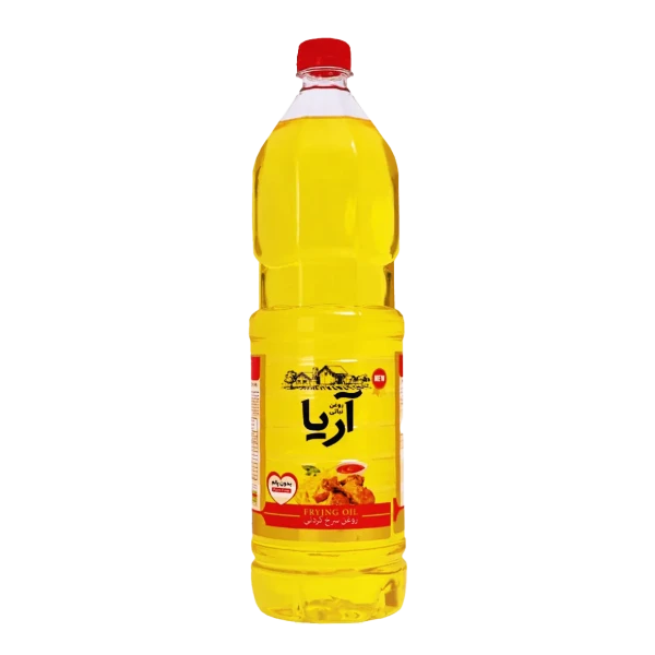 روغن مایع " آفتابگردان " آریا - ( روغن مخصوص سرخ کردنی ) حاوی روغن آفتابگردان، کانولا و ذرت، بدون پالم ( 1350 گرمی )