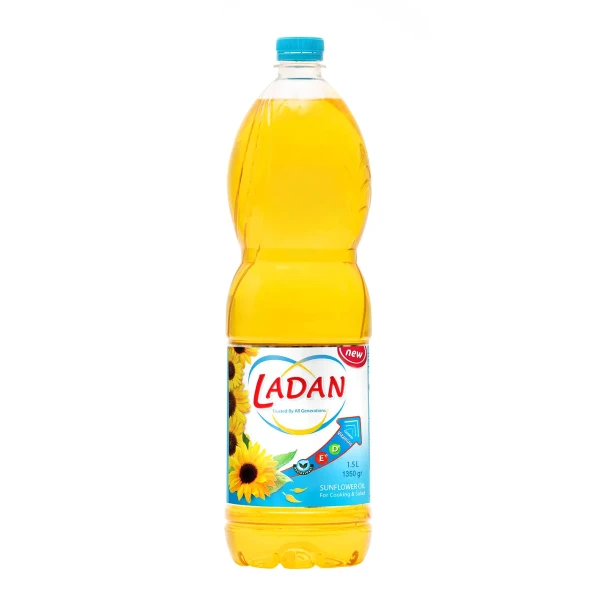 روغن مایع " آفتابگردان پالایش شده " لادن - ( ویژه پخت و پز و سالاد ) حاوی آنتی اکسیدان توکوفرول ویتامین D و E ( 1350 گرمی )