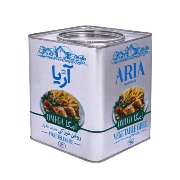 روغن نباتی " نیمه جامد " آریا - ( ویژه پخت و پز ) حاوی امگا ؛ دارای روغن های کانولا، آفتابگردان و سویا تراریخته ( حلب 4 کیلویی )