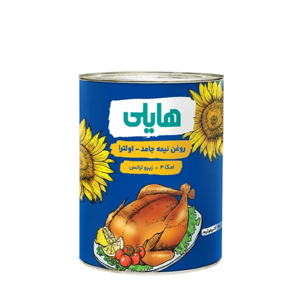 روغن نباتی نیمه جامد " زیرو ترانس " هایلی - ( ویژه پخت و پز ) حاوی روغن آفتابگردان، کلزا و پالم اولئین تصفیه شده، دارای امگا 3، 6 و آنتی اکسیدان ( حلب 2.7 کیلویی )