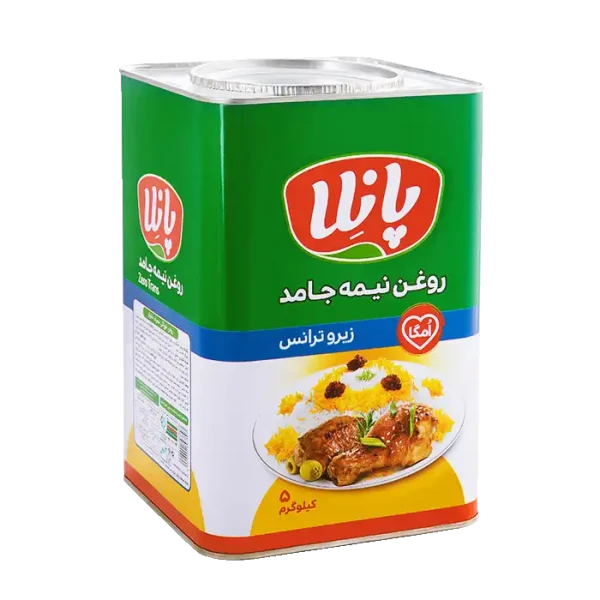 روغن نباتی نیمه جامد " زیرو ترانس " پانلا - ( ویژه پخت و پز ) حاوی روغن آفتابگردان، ذرت و روغن پالم، آنتی اکسیدان  ( حلب 5 کیلویی )