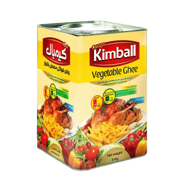 روغن نباتی " نیمه جامد " کیمبال - ( ویژه پخت و پز ) چربی اشباع کمتر و ترانس پایین تر، حاوی ویتامین E و  امگا 3 ( حلب 5 کیلویی )