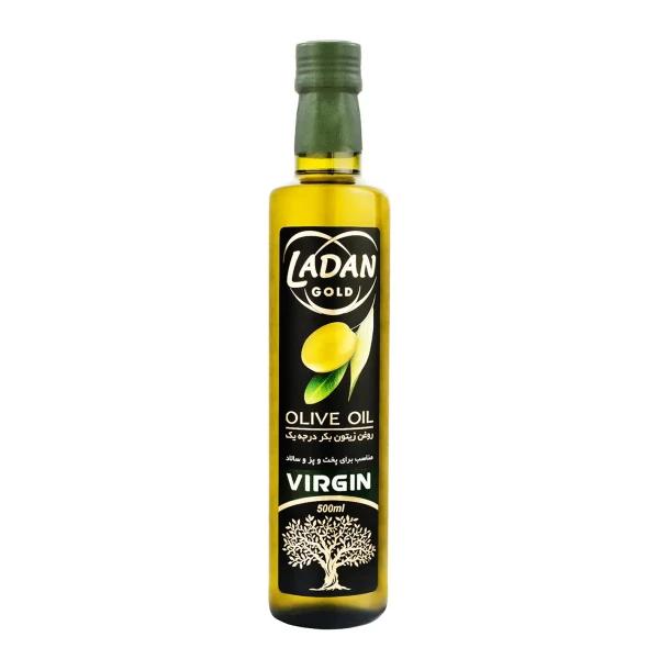 روغن زیتون " بکر " لادن طلایی - ( بطری شیشه ای ) مناسب پخت و پز و سالاد ( 450 گرمی )