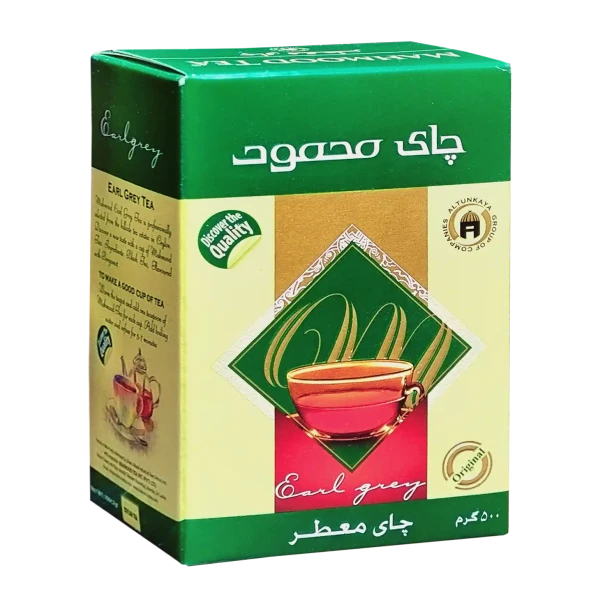 چای سیاه خارجی " معطر، ارل گری " محمود - ( چای شکسته پاکتی سبز ) چای سیلان، حاوی طعم دهنده برگاموت ( 500 گرمی )