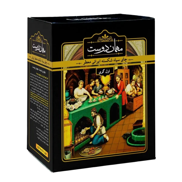 چای سیاه ایرانی " معطر، ارل گری " مهمان دوست - ( چای شکسته پاکتی مشکی ) فاقد رنگ افزودنی، حاوی اسانس برگاموت ( 450 گرمی )