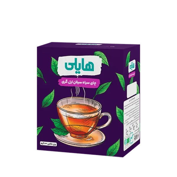 چای سیاه خارجی " معطر ارل گری " هایلی - ( چای شکسته پاکتی بنفش ) چای سیلان سریلانکا، خوش رنگ و مطبوع با طعم برگاموت ( 100 گرمی )