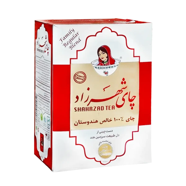 چای سیاه خارجی " غیر معطر " شهرزاد - ( چای شکسته پاکتی قرمز ) چای زرین هندوستان،  100 درصد خالص ( 400 گرمی )