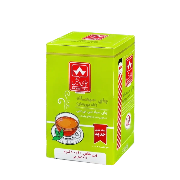 چای سیاه خارجی " غیر معطر " دبش - ( چای کله مورچه ای پاکتی سبز ) چای سی تی سی " CTC " کنیا، دارای رنگ و طعم فوق العاده با طعم گس بالا ( 100 گرمی )